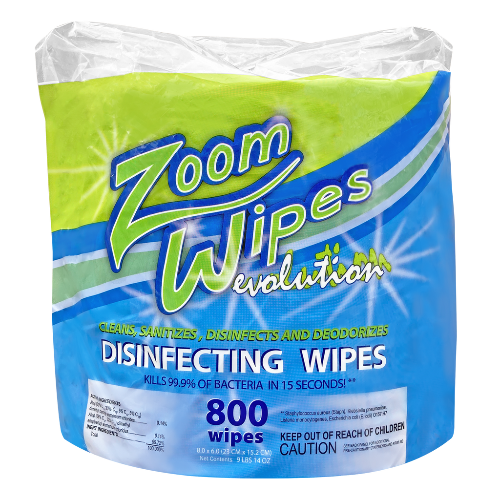 zoom evolution disinfecting wipes - 800 count - on EPA List N and List Q