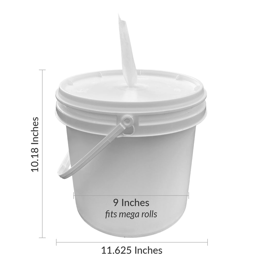 White Gym Wipe Bucket - Empty - Bulk Pack - Fits Large and Mega Rolls of Wipes