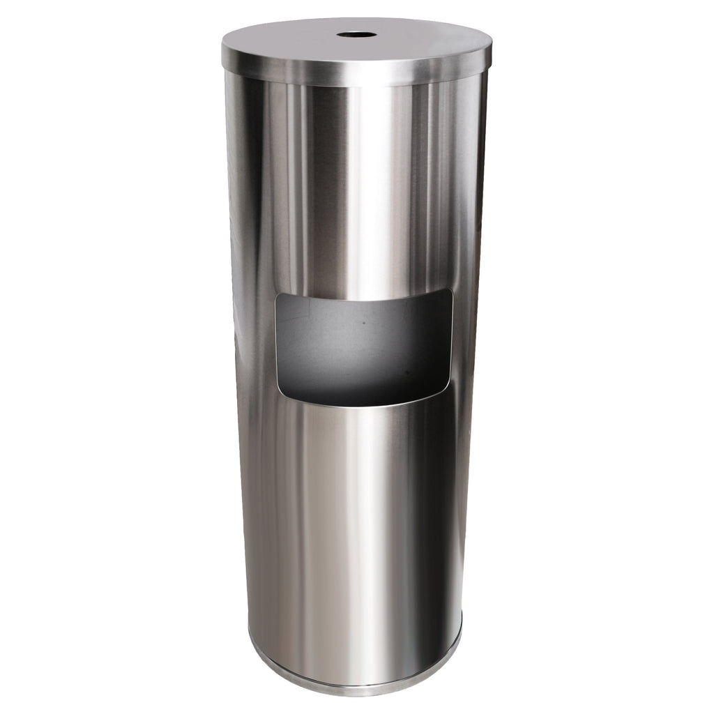 Gym Wipe Dispenser Stand with Built-in Trash Receptacle